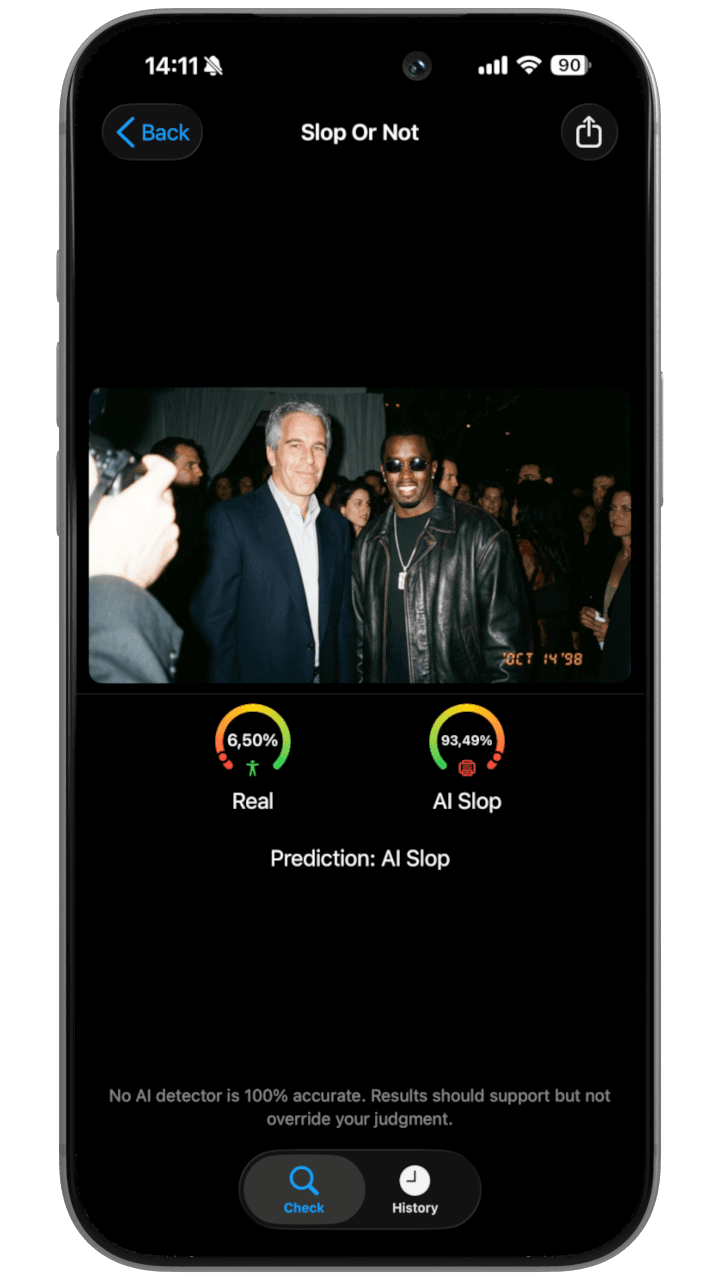 Checking a Nano Banana 2 image in Slop Or Not